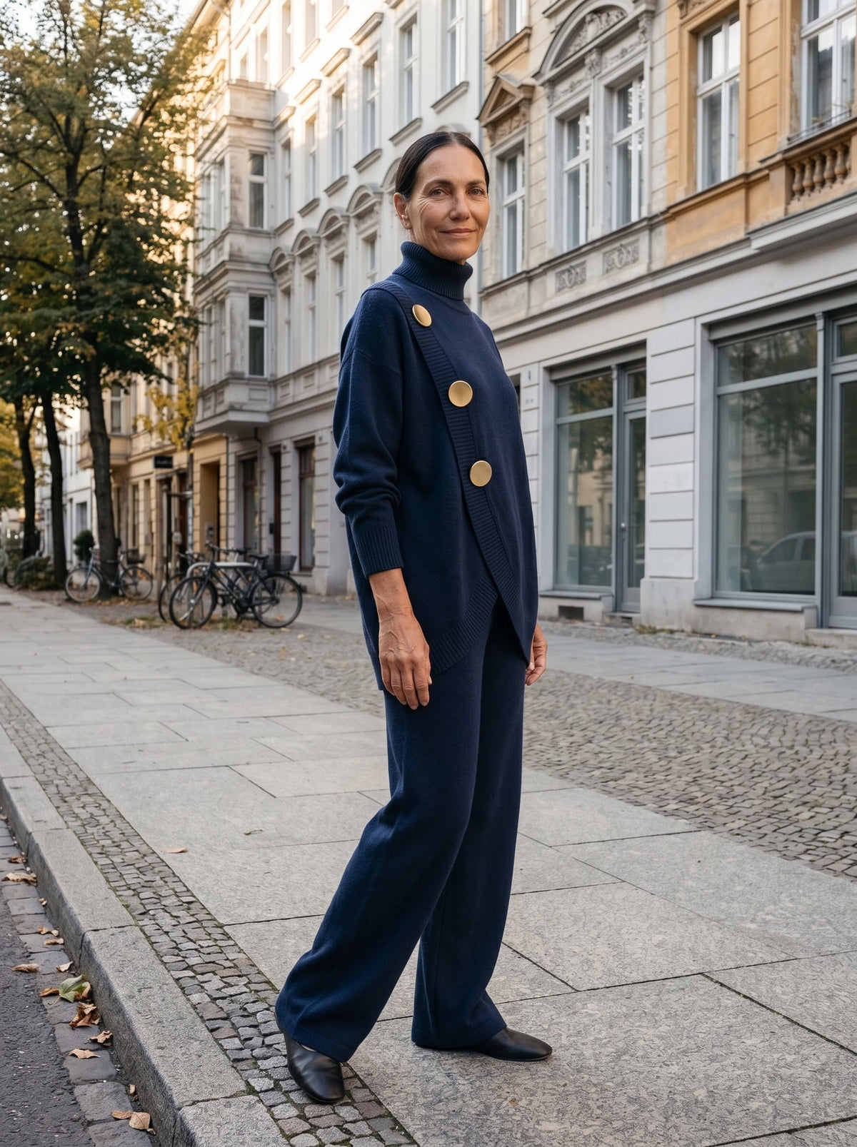 Noa | Conjunto de punto con jersey de cuello alto y pantalón ancho