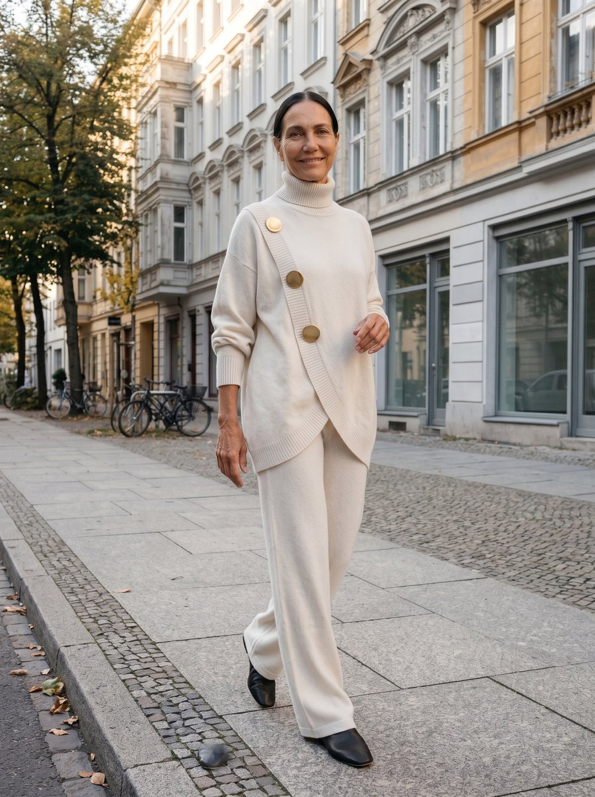 Noa | Conjunto de punto con jersey de cuello alto y pantalón ancho
