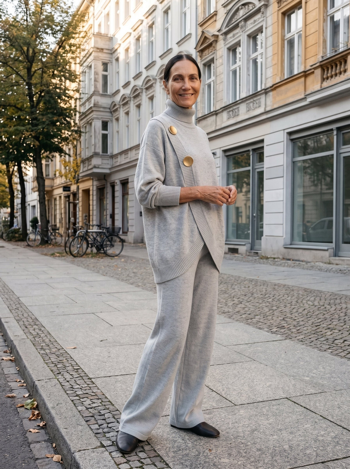 Noa | Conjunto de punto con jersey de cuello alto y pantalón ancho