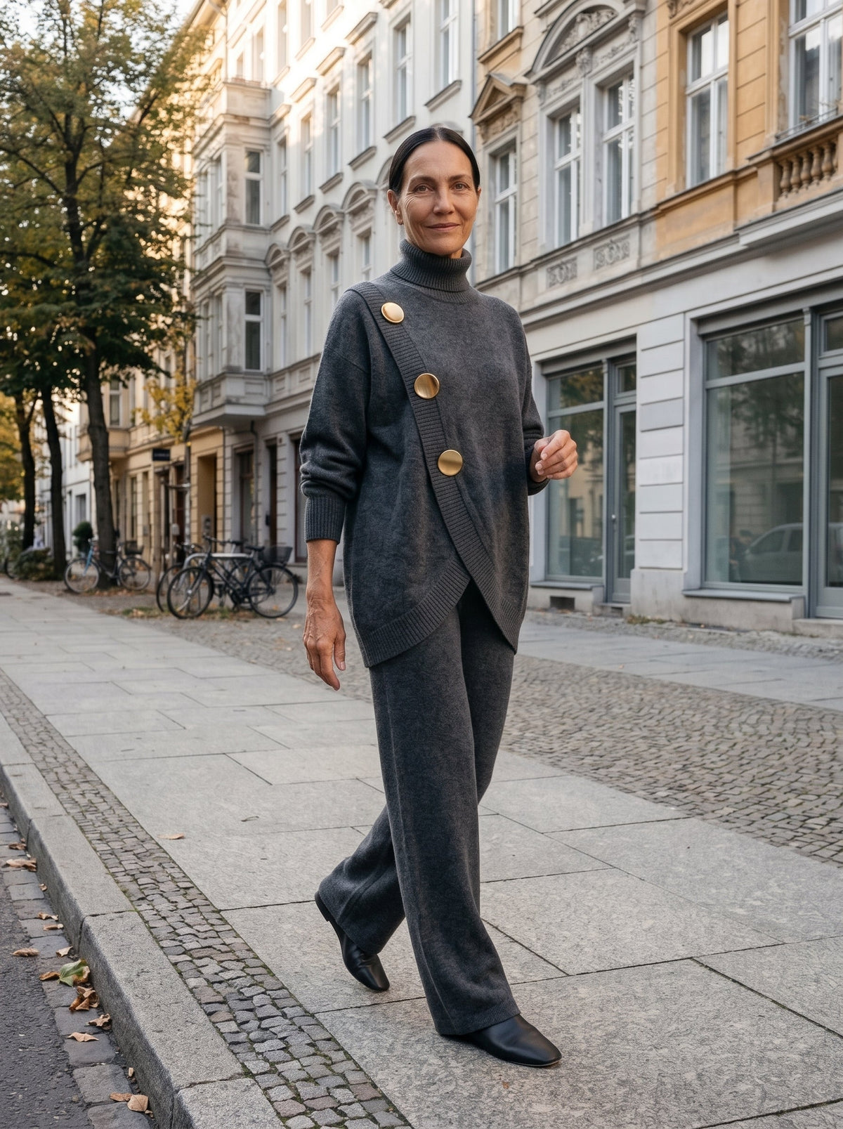 Noa | Conjunto de punto con jersey de cuello alto y pantalón ancho