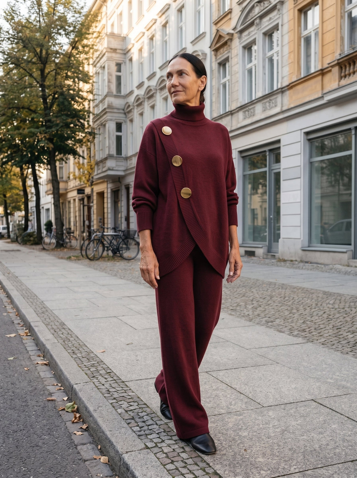 Noa | Conjunto de punto con jersey de cuello alto y pantalón ancho